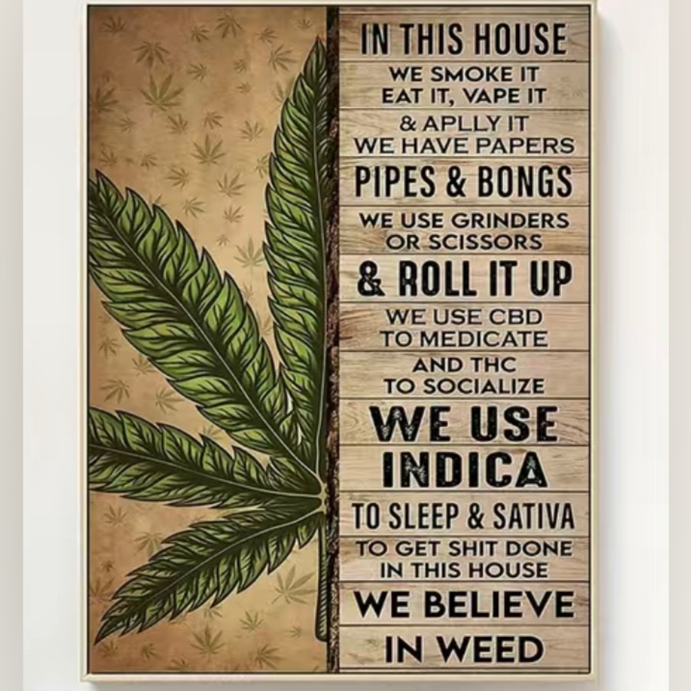 420 House Rules 11.8x15.7” Canvas Poster